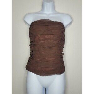 Dessy Creations brown ruched strapless grunge fairy boho back zip tube top 18